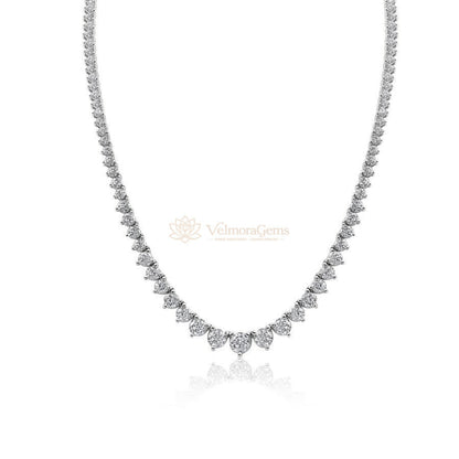 Lab-Created 3-Prong Diamond Riviera Necklace F-G SI)