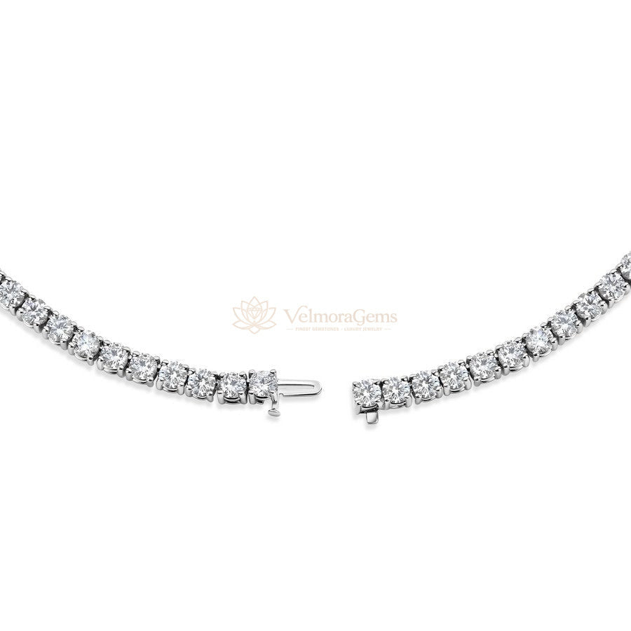 Lab-Created Round Diamond 4-Prong Tennis Necklace F-G SI)