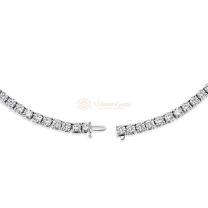Lab-Created Round Diamond 4-Prong Tennis Necklace F-G SI)