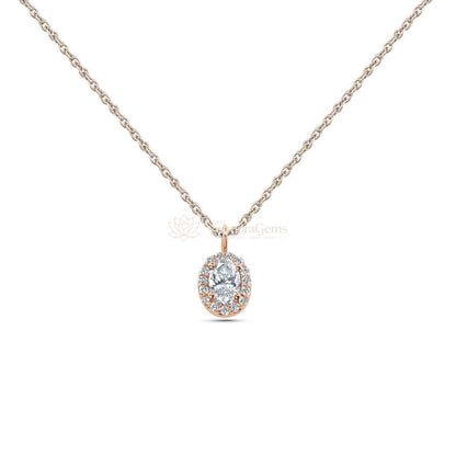 Lab-Created Diamond Oval Halo Pendant E-F VS)