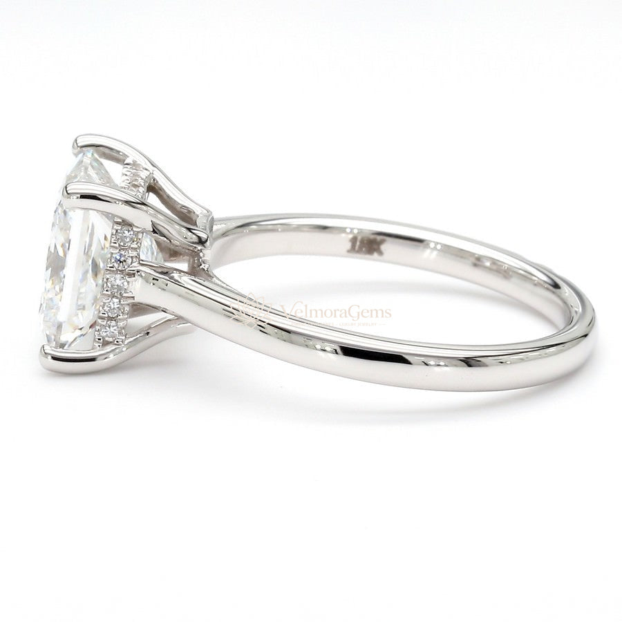14K White Gold Princess Hidden Halo Ring