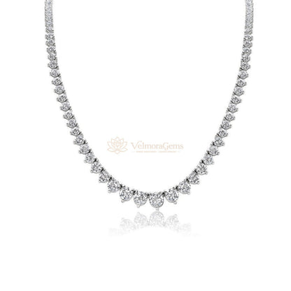 Lab-Created 3-Prong Diamond Riviera Necklace F-G VS)