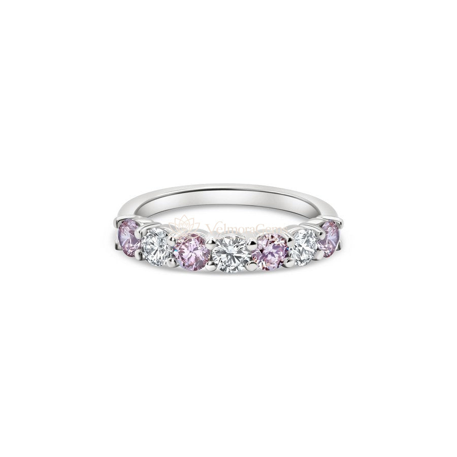 Fancy Vivid Pink & White Lab-Created Diamond 7 Stone Anniversary Ring F-G VS)