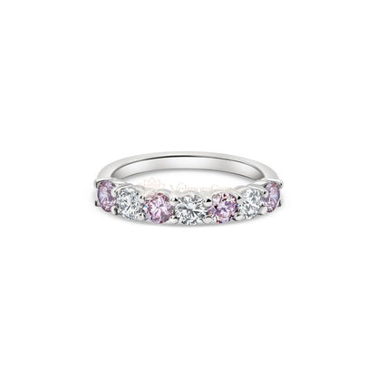 Fancy Vivid Pink & White Lab-Created Diamond 7 Stone Anniversary Ring F-G VS)