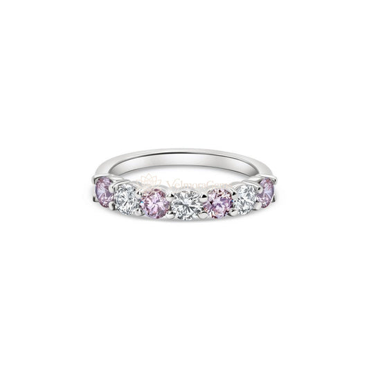 Fancy Vivid Pink & White Lab-Created Diamond 7 Stone Anniversary Ring F-G VS)