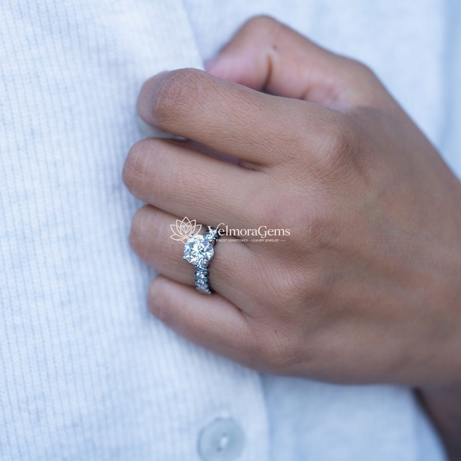 IGI Certified Lab-Created Black and White Diamond Round 3-Way Pave Ring F VS)