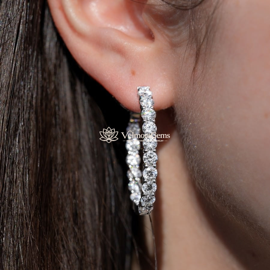 Lab-Created Diamond Large Oval Hoop Earrings F-G SI)