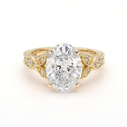 IGI Certified Lab-Created Diamond Oval Antique Ring F VS)
