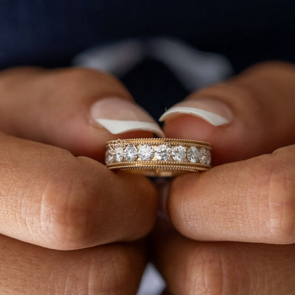 Lab-Created Diamond Milgrain Channel Set Eternity Band F-G VS)