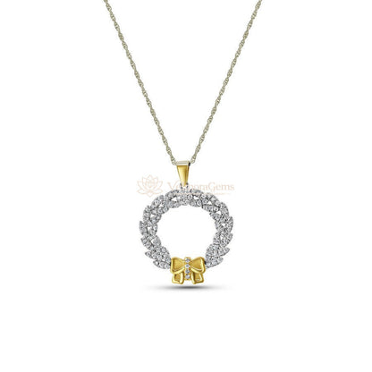 Lab-Created Diamond Christmas Wreath Pendant Necklace F-G VS)