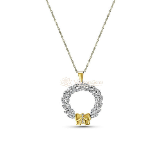 Lab-Created Diamond Christmas Wreath Pendant Necklace F-G VS)