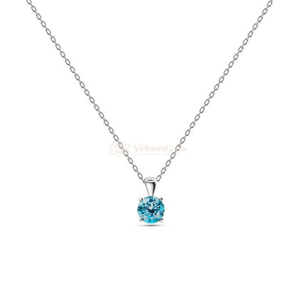 Fancy Vivid Blue Lab-Created Diamond Solitaire Pendant Necklace VS)