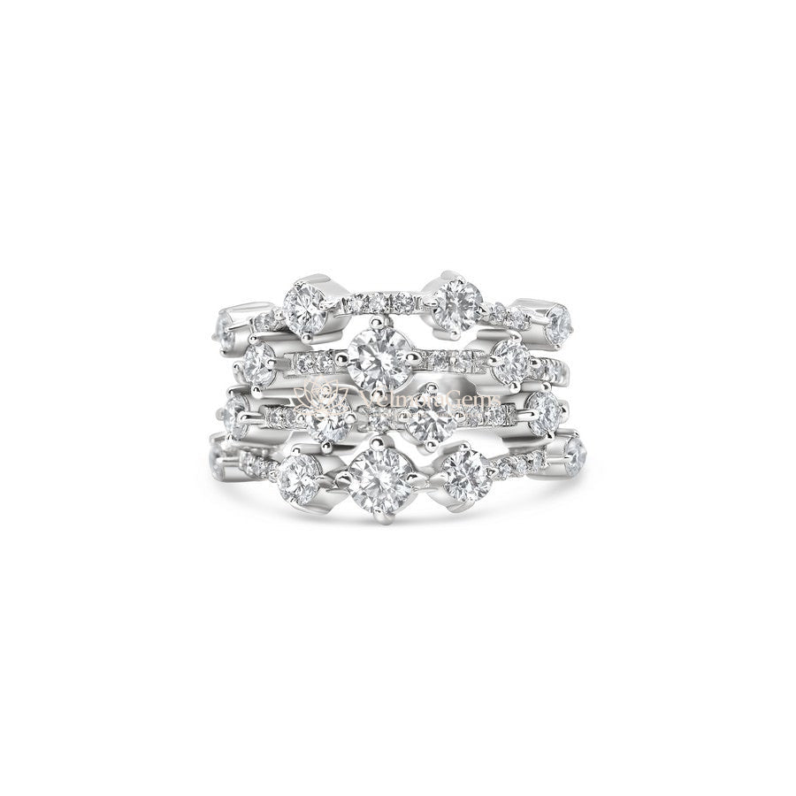 Lab-Created Diamond Multi-Row Floating Cluster Ring F-G VS)