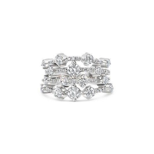 Lab-Created Diamond Multi-Row Floating Cluster Ring F-G VS)