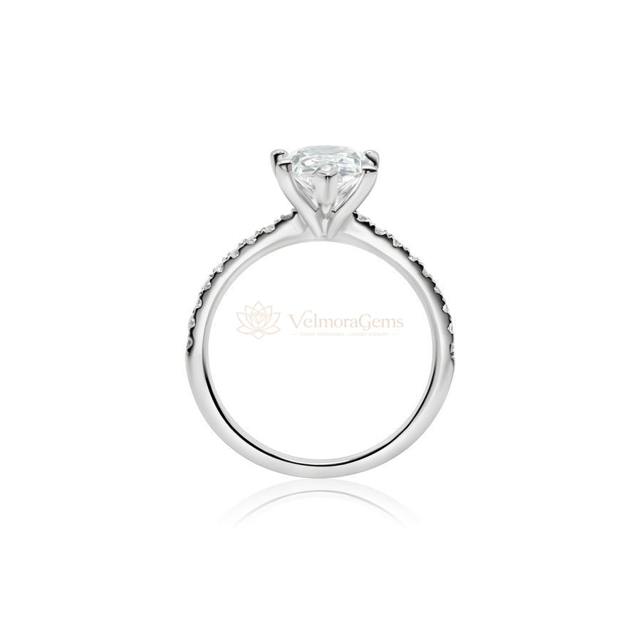 IGI Certified Lab-Created Diamond Pear Shape Pave Ring (F VS)