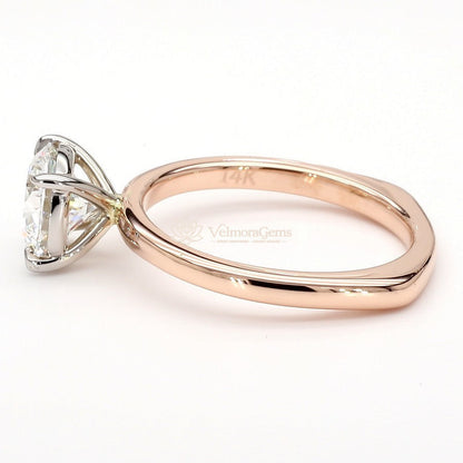 14K Rose Gold Round Two-Tone Euro Shank Ring