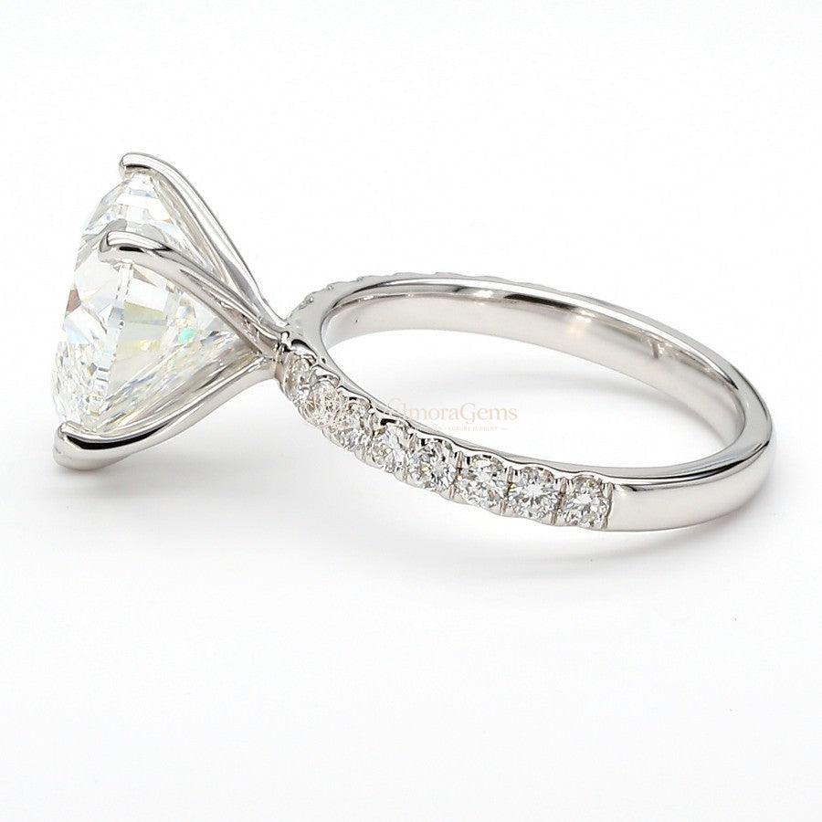 14K White Gold Heart Pave Ring
