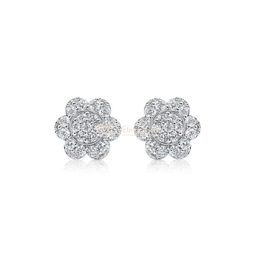 Lab-Created Diamond Flower Screwback Stud Earrings F-G VS)