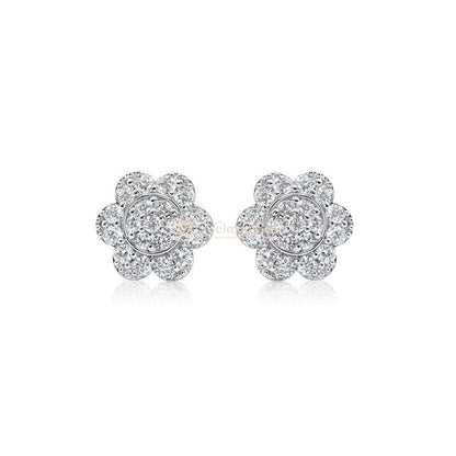 Lab-Created Diamond Flower Screwback Stud Earrings F-G VS)