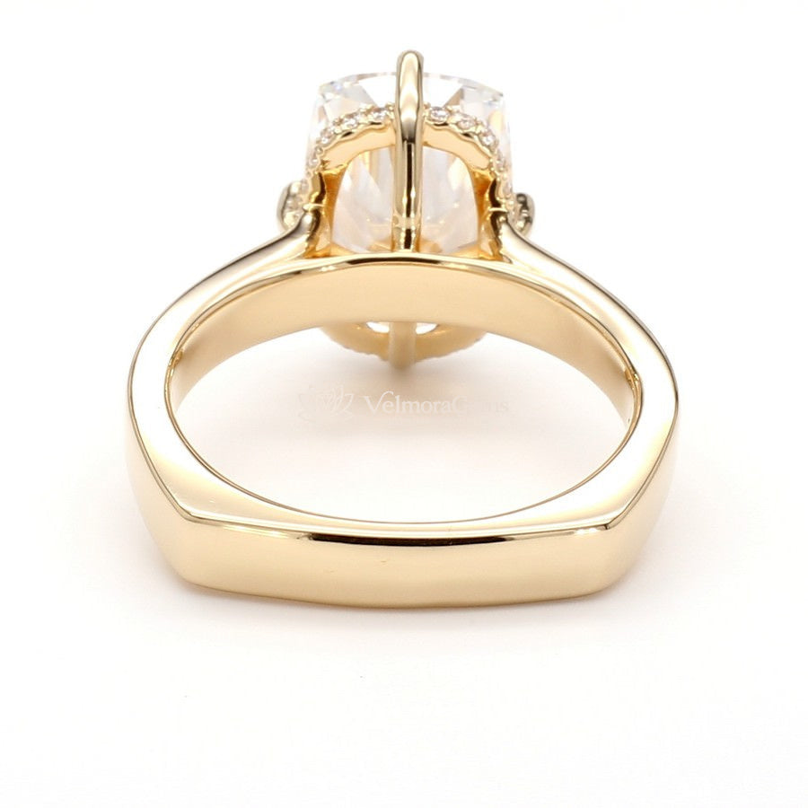 IGI Certified Lab-Created Diamond Cushion Hidden Halo Euro Shank Ring F VS)