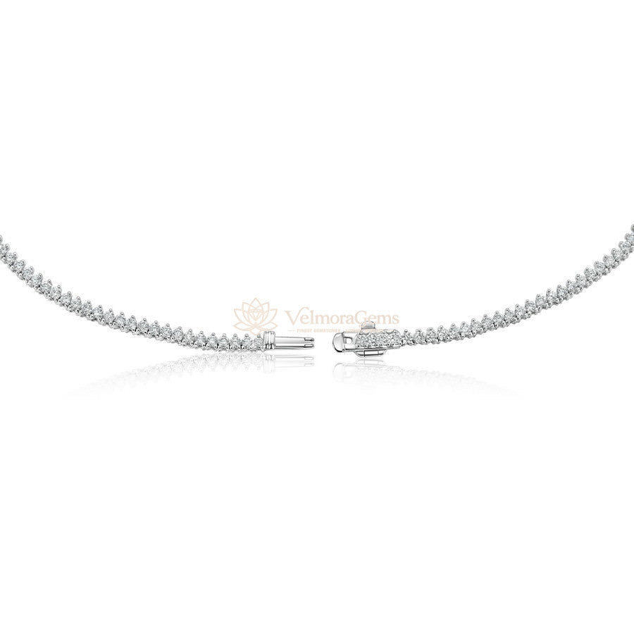 Lab-Created 3-Prong Diamond Riviera Necklace F-G SI)