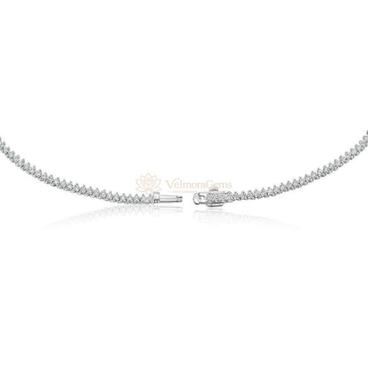 Lab-Created 3-Prong Diamond Riviera Necklace F-G SI)