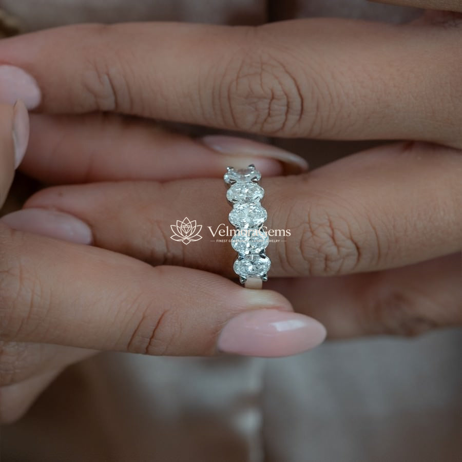 Lab-Created Diamond Oval 5 Stone Ring E-F VS)