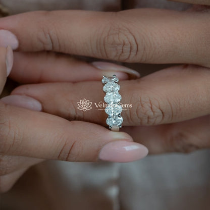 Lab-Created Diamond Oval 5 Stone Ring E-F VS)