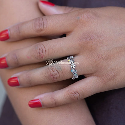 Multicolor Lab-Created Diamond Floral Ring VS)