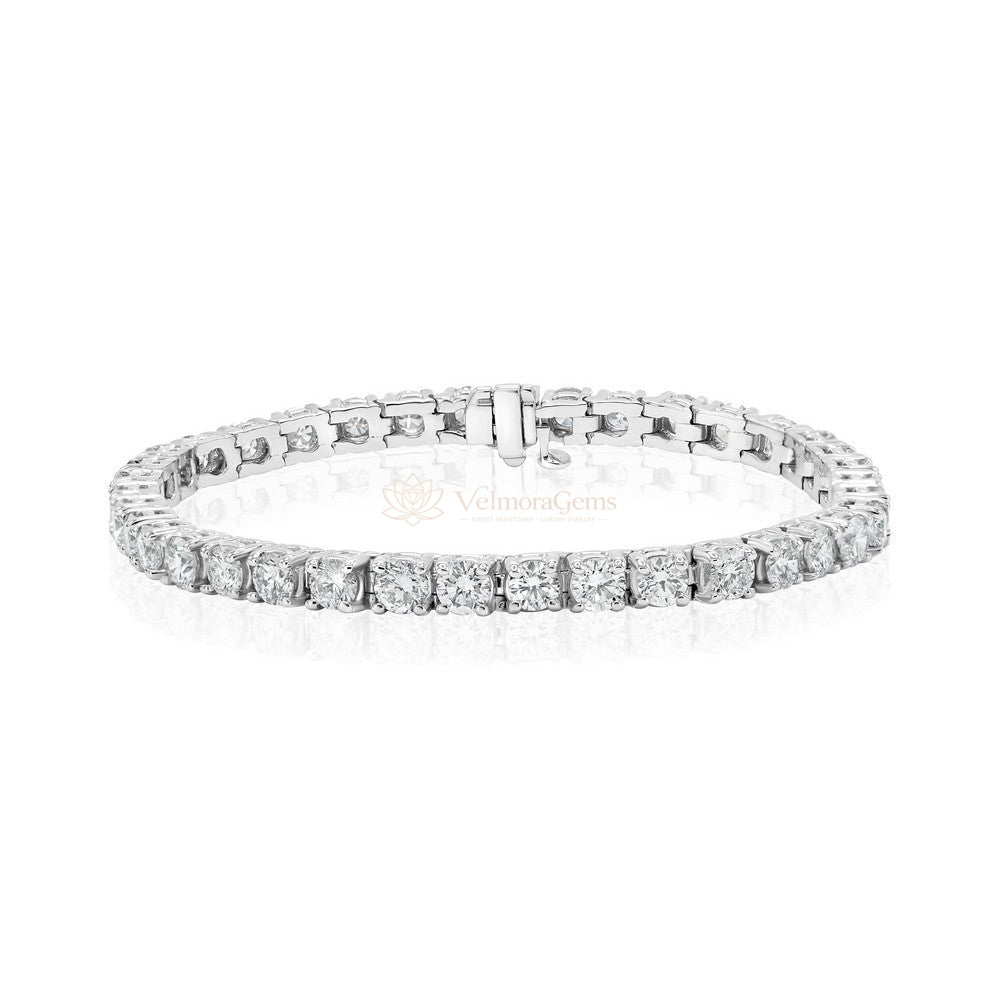 Lab-Created 4-Prong Round Diamond Tennis Bracelet F-G SI)