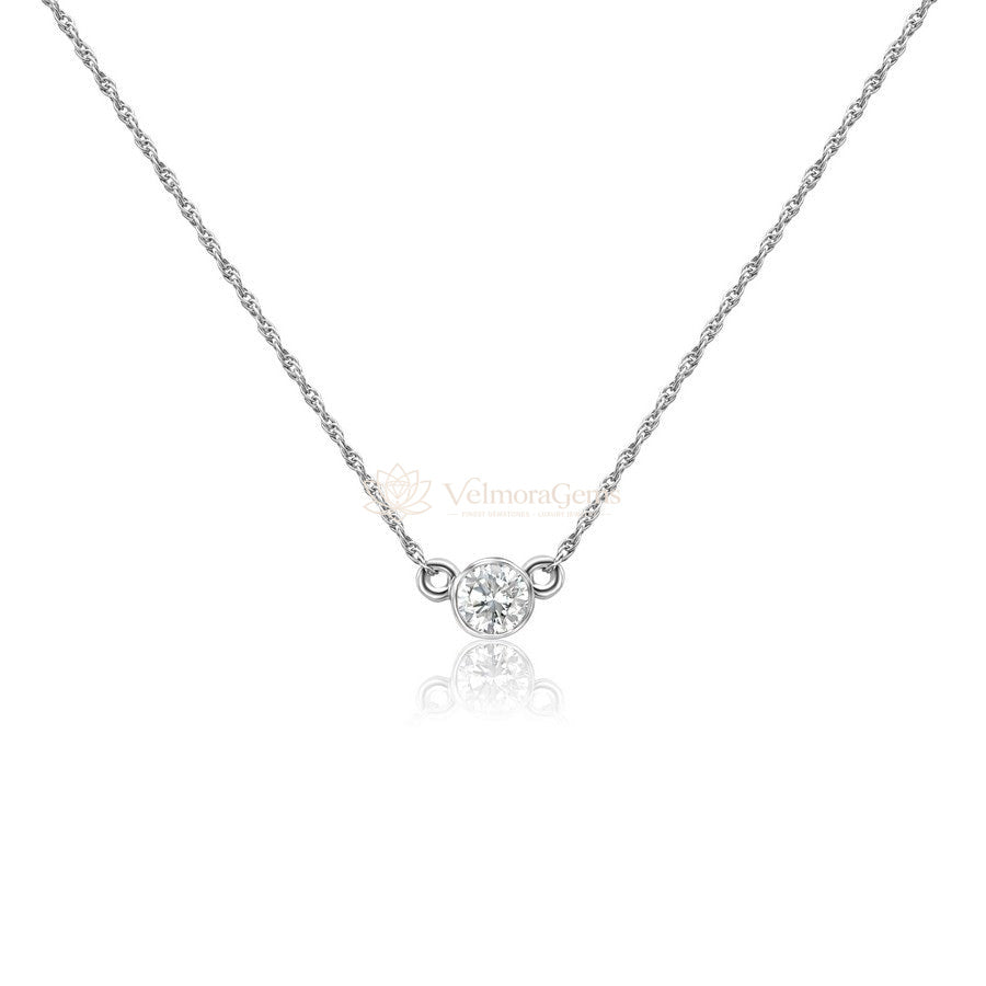 Lab-Created Diamond Bezel Pendant Necklace F-G SI)