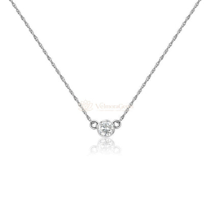 Lab-Created Diamond Bezel Pendant Necklace F-G SI)