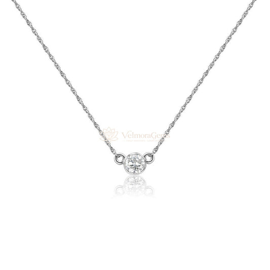 Lab-Created Diamond Bezel Pendant Necklace F-G SI)