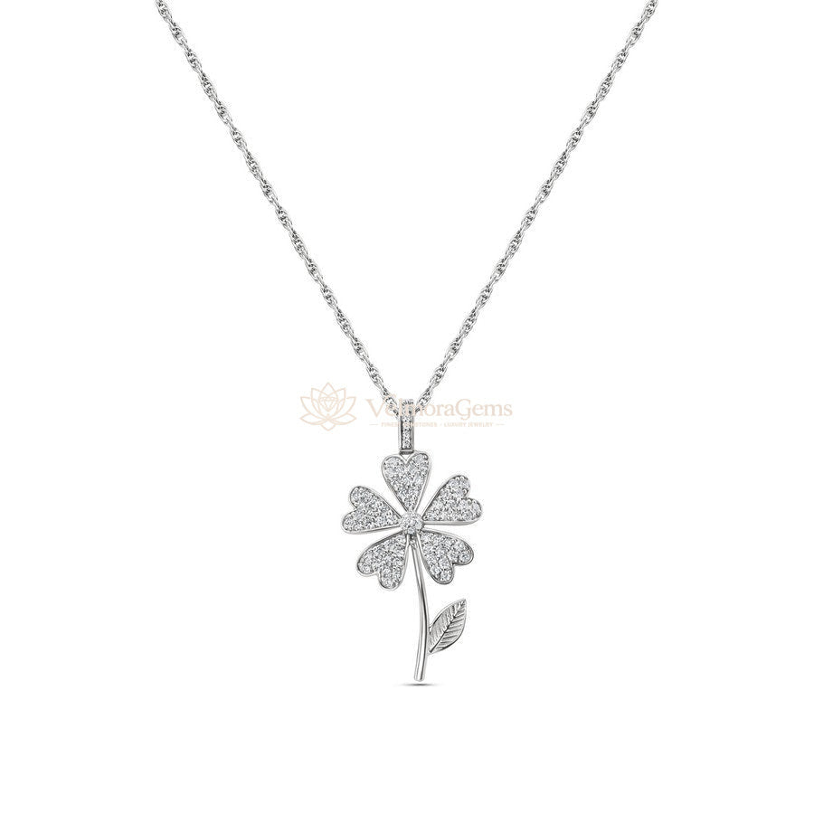 Lab-Created Diamond Floral Petal Charm Pendant Necklace F-G VS)