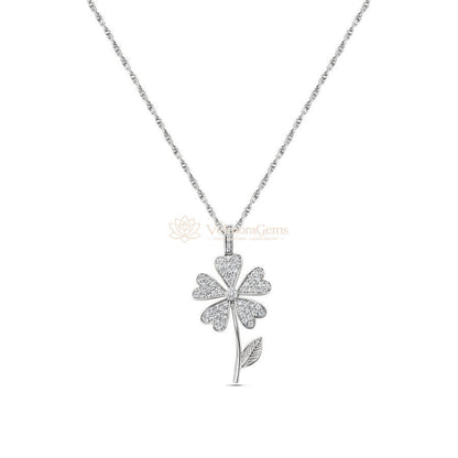 Lab-Created Diamond Floral Petal Charm Pendant Necklace F-G VS)