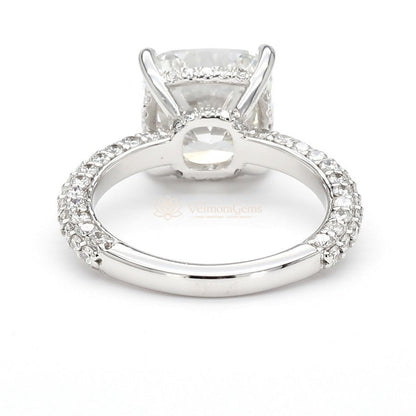 IGI Certified Lab-Created Diamond Cushion 3-Way Pave Hidden Halo Ring F VS)