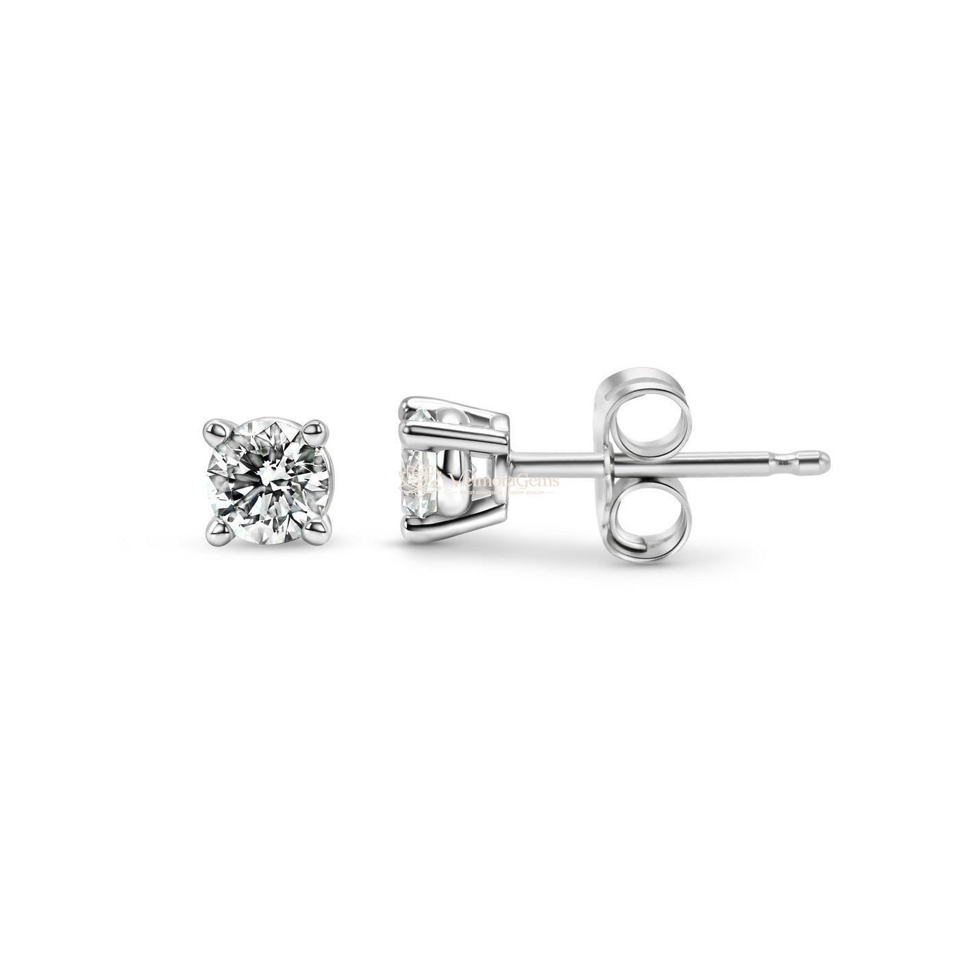 Lab-Created Diamond 4 Prong Basket Screw Back Stud Earring F-G VS)