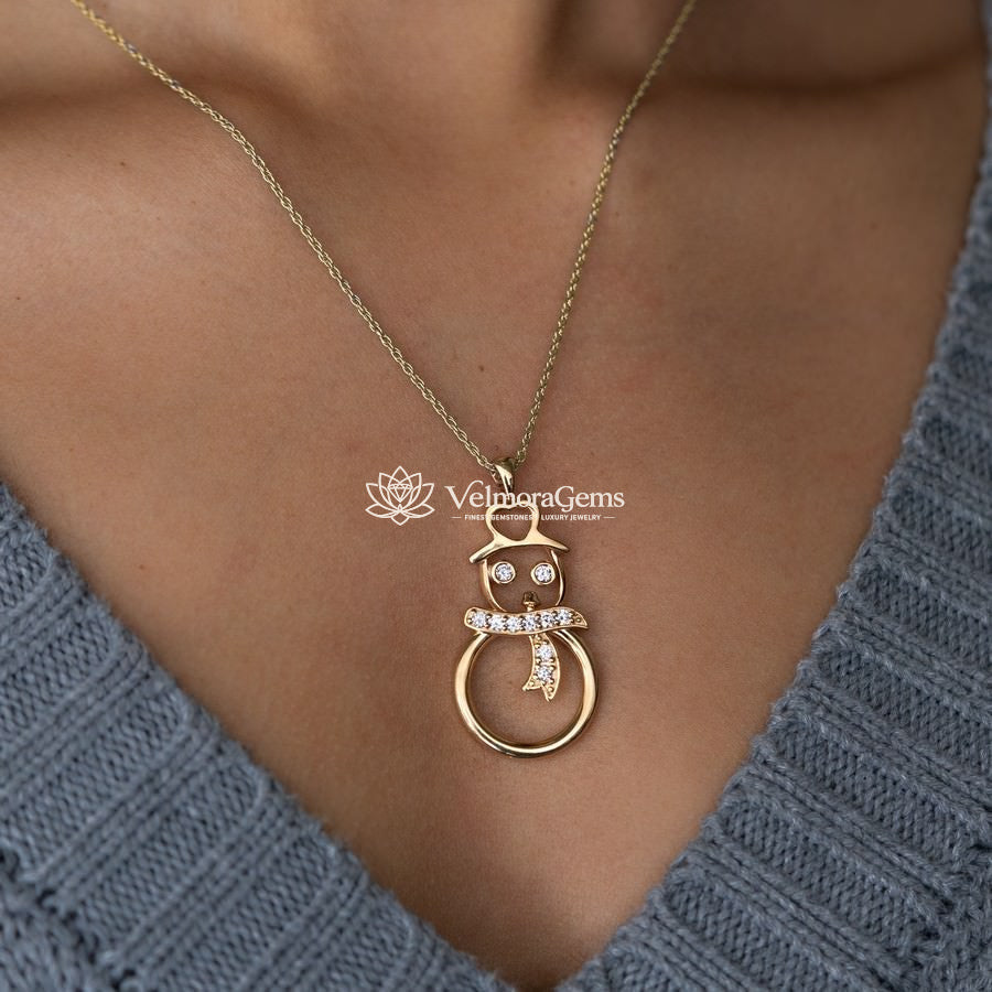 Lab-Created Diamond Snowman Pendant Necklace F-G VS)