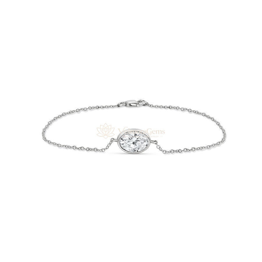 IGI Certified Oval Lab-Created Diamond Bezel Bracelet F VS)