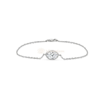 IGI Certified Oval Lab-Created Diamond Bezel Bracelet F VS)