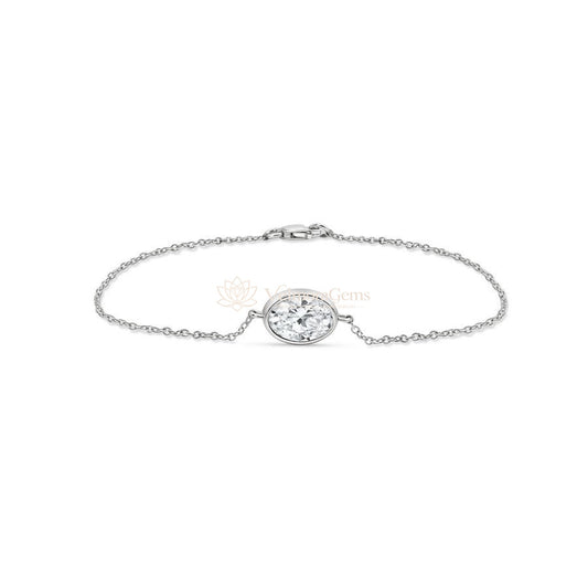 IGI Certified Oval Lab-Created Diamond Bezel Bracelet F VS)
