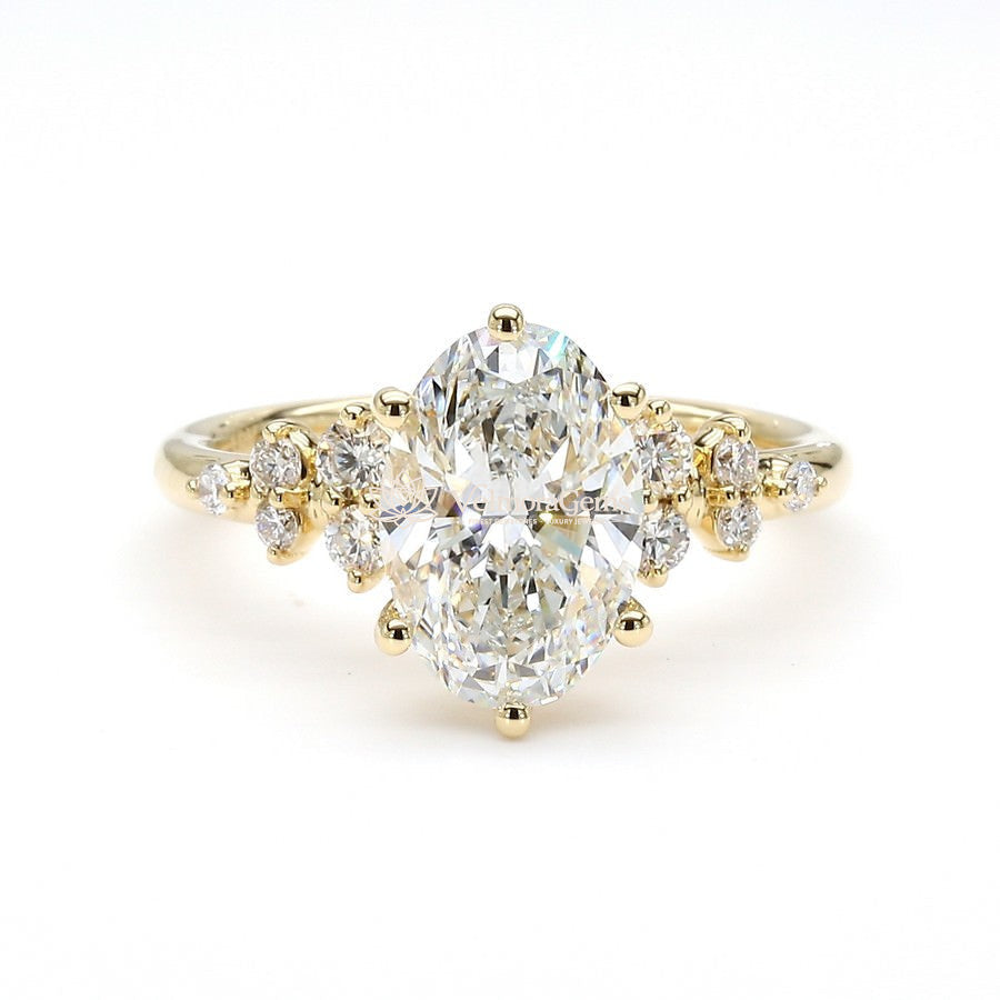 IGI Certified Lab-Created Oval Diamond Cluster Ring F VS)