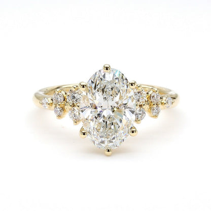 IGI Certified Lab-Created Oval Diamond Cluster Ring F VS)