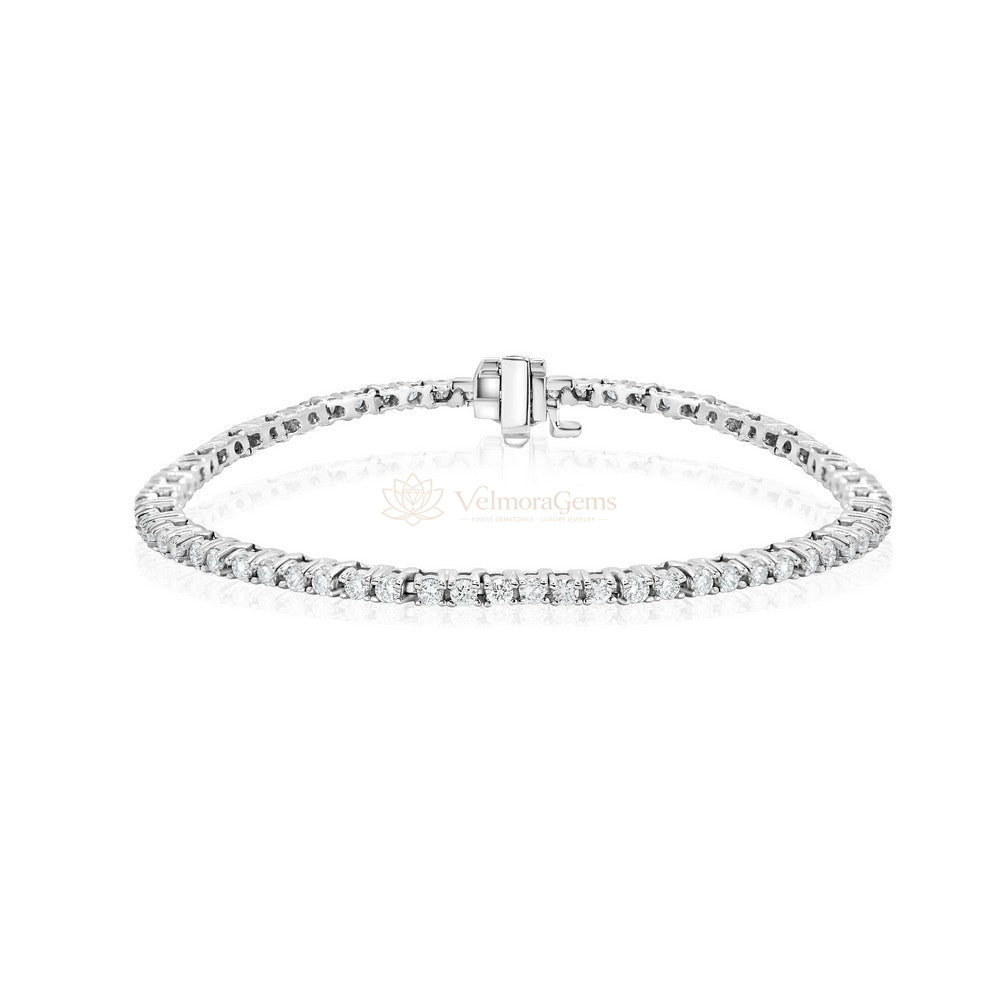 Lab-Created Round Diamond 4-Prong Tennis Bracelet F-G VS)