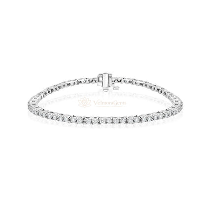 Lab-Created Round Diamond 4-Prong Tennis Bracelet F-G VS)