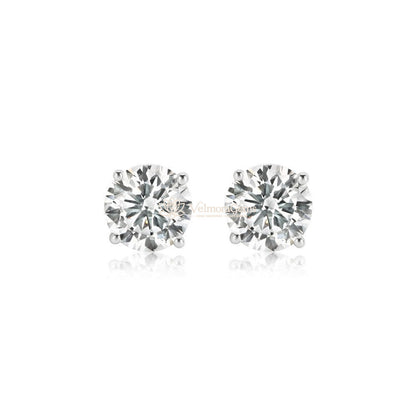 IGI Certified Round Lab-Created Diamond 4 Prong Basket Screw Back Stud Earring (2.00- D VVS1 ID-EX Cut)