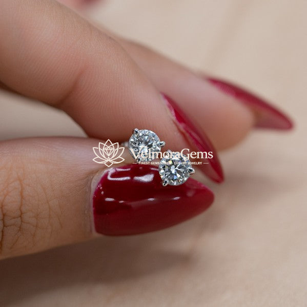 Natural Diamond 3 Prong Martini Push Back Stud Earring G-H SI3)