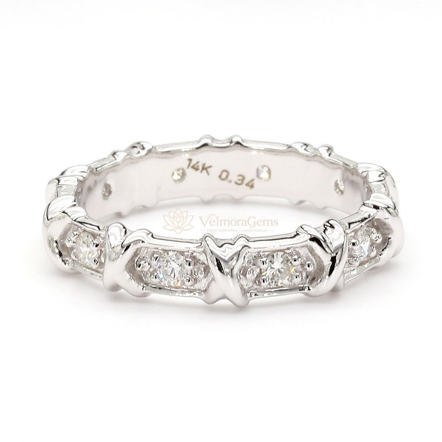 Natural Diamond "X" Station Eternity Band