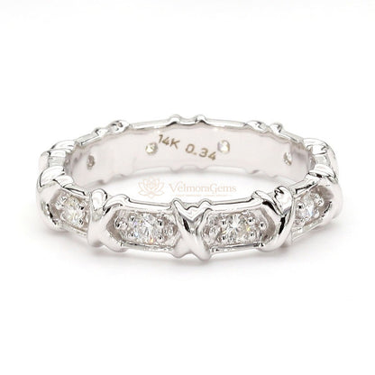 Natural Diamond "X" Station Eternity Band