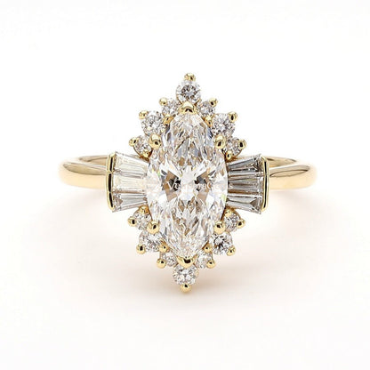 IGI Certified Lab-Created Diamond Marquise Sunburst Ring F VS)
